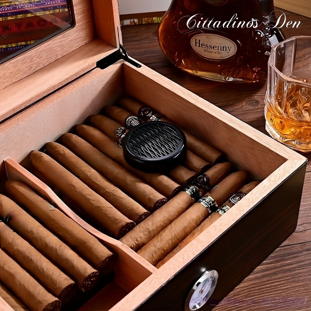 Cedar-Lined Cigar Humidor - Timeless Flavor Keeper - Cittadinos Den