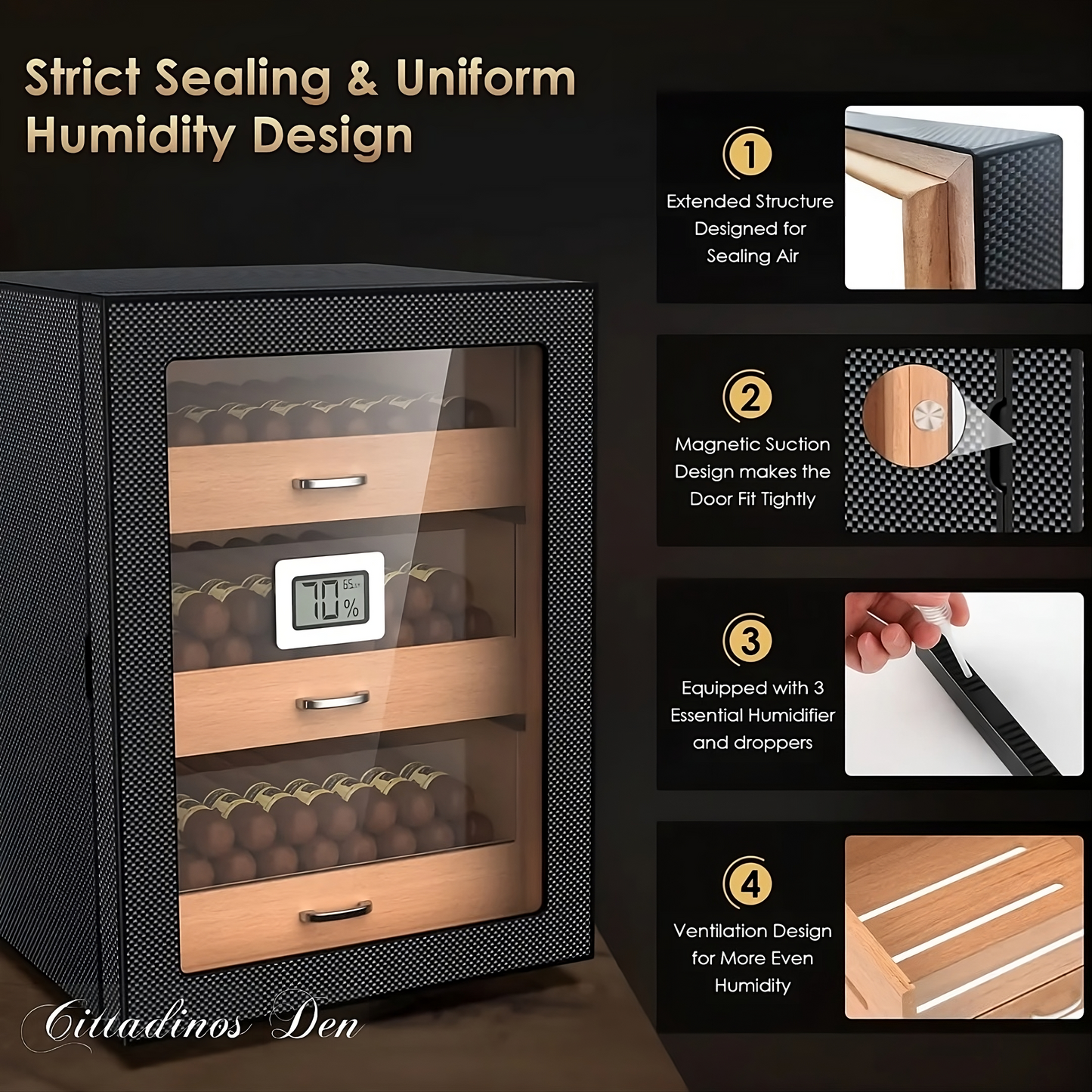 Cedar Deluxe Cigar Humidor - Aroma Guardian Hub