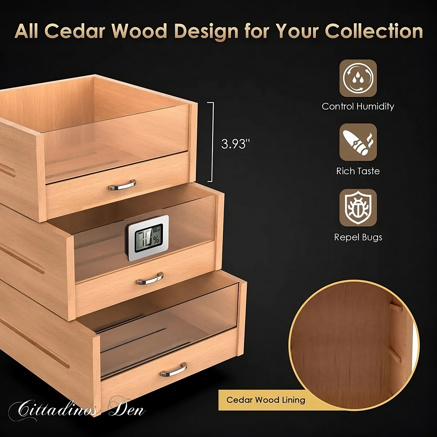 Cedar Deluxe Cigar Humidor - Aroma Guardian Hub