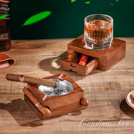 LuxeWood Cigar - Drink Ashtray - Cittadinos Den